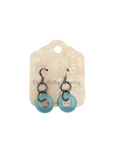 Coastal Chic: Sea Glass Dangle Loop Earrings in Mahogany & Pale Blue