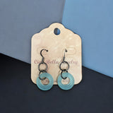 Coastal Chic: Sea Glass Dangle Loop Earrings in Mahogany & Pale Blue