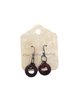 Coastal Chic: Sea Glass Dangle Loop Earrings in Mahogany & Pale Blue