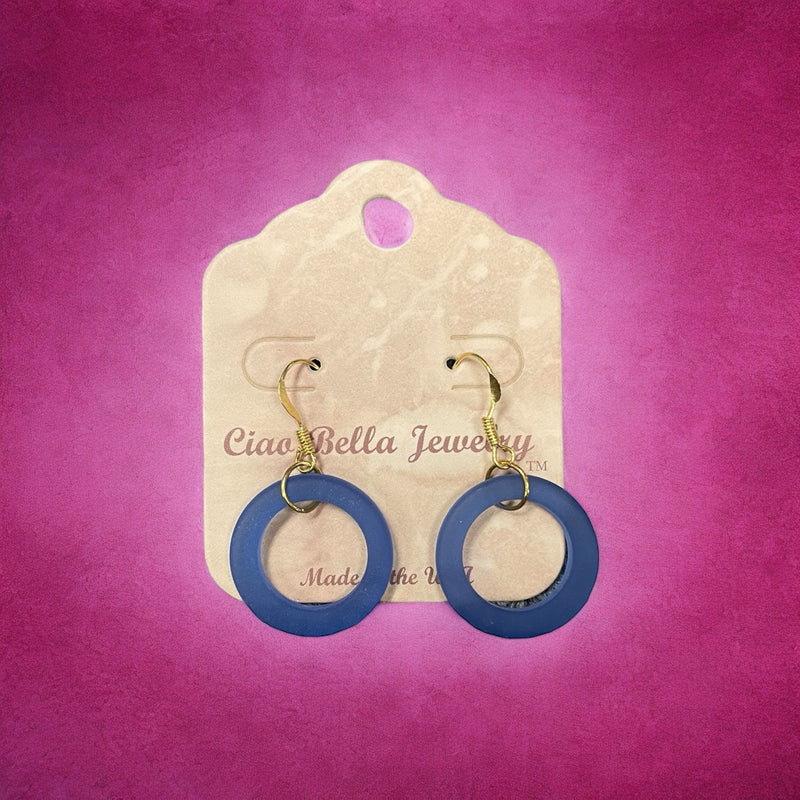 Enchanting Royal Blue Sea Glass Hoop Earrings