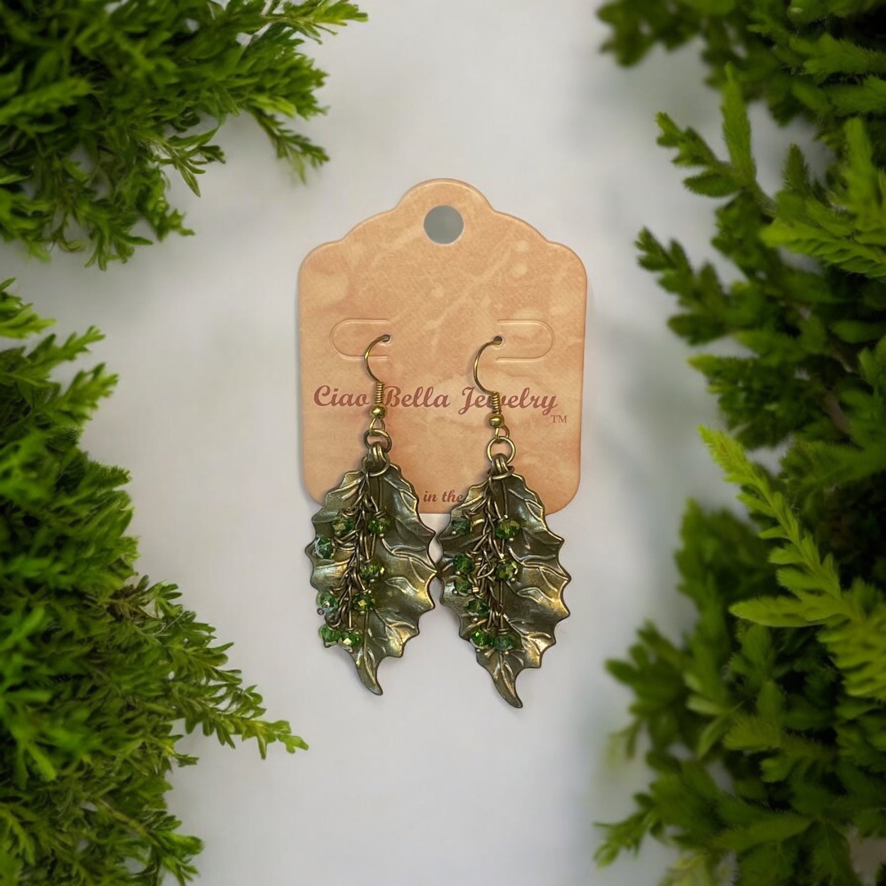 Crystal Leaf Dangle Earrings | Nature-Inspired Jewelry