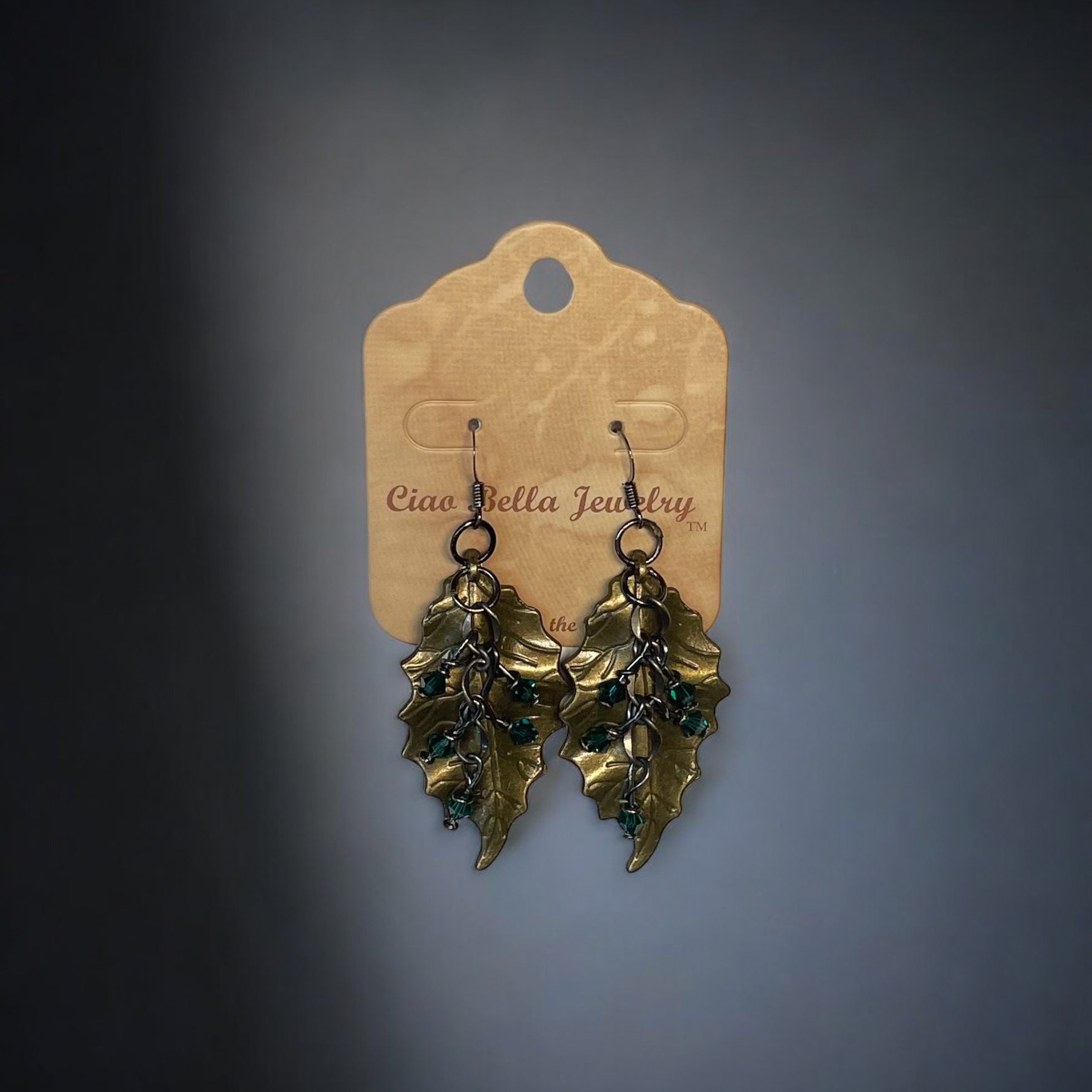 Crystal Leaf Dangle Earrings | Nature-Inspired Jewelry