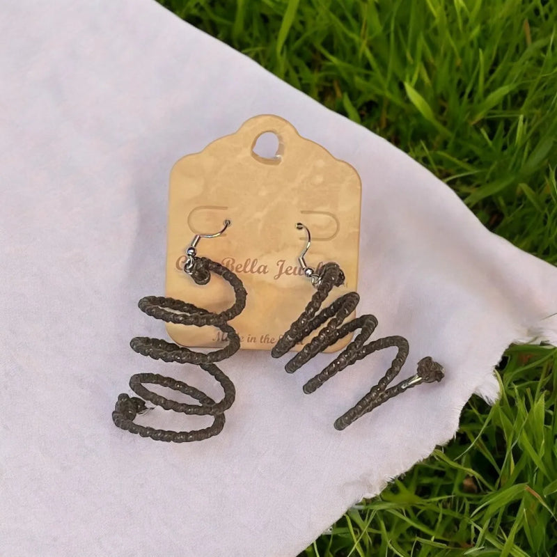 Rainbow Whirlwind Corkscrew Dangle Earrings