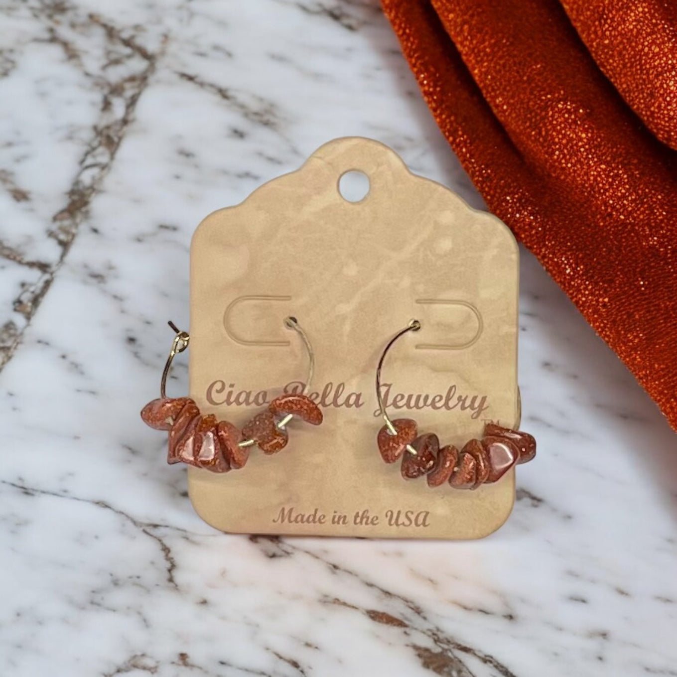 Golden Hoop Earrings with Gemstones