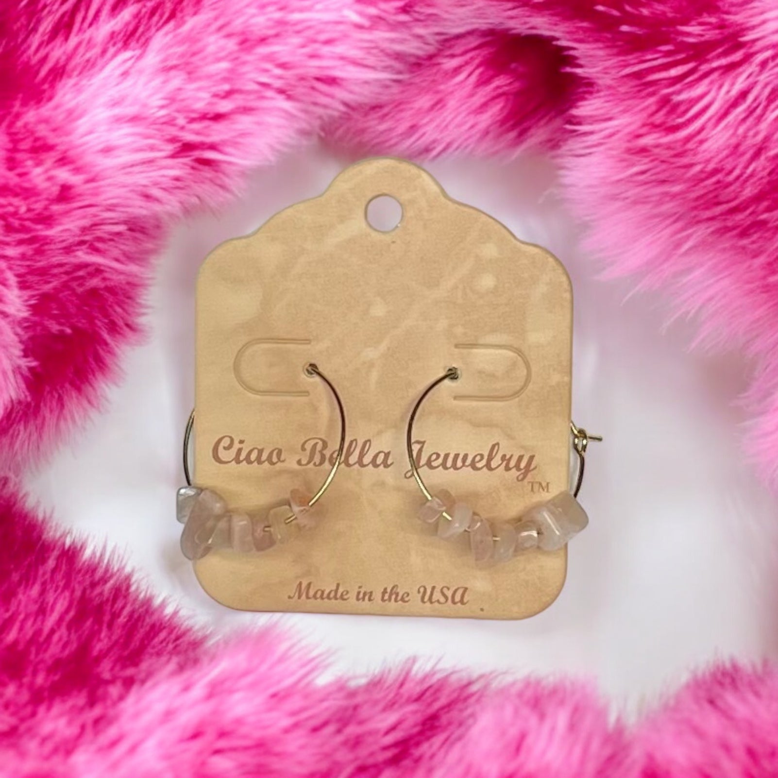 Golden Hoop Earrings with Gemstones