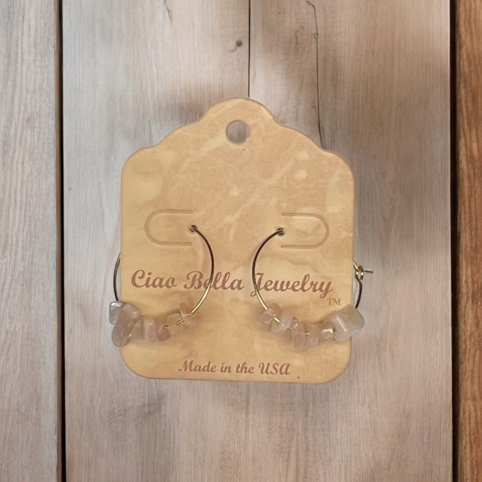 Golden Hoop Earrings with Gemstones