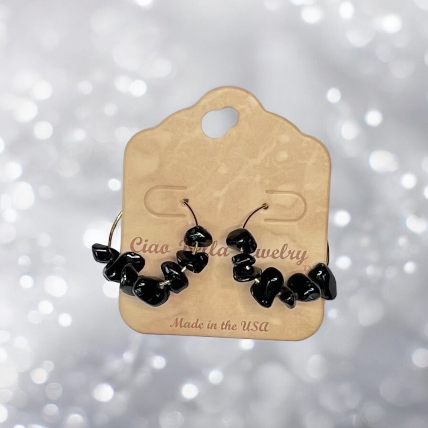 Golden Hoop Earrings with Gemstones