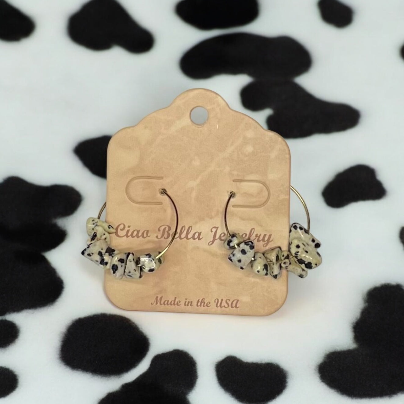 Golden Hoop Earrings with Gemstones