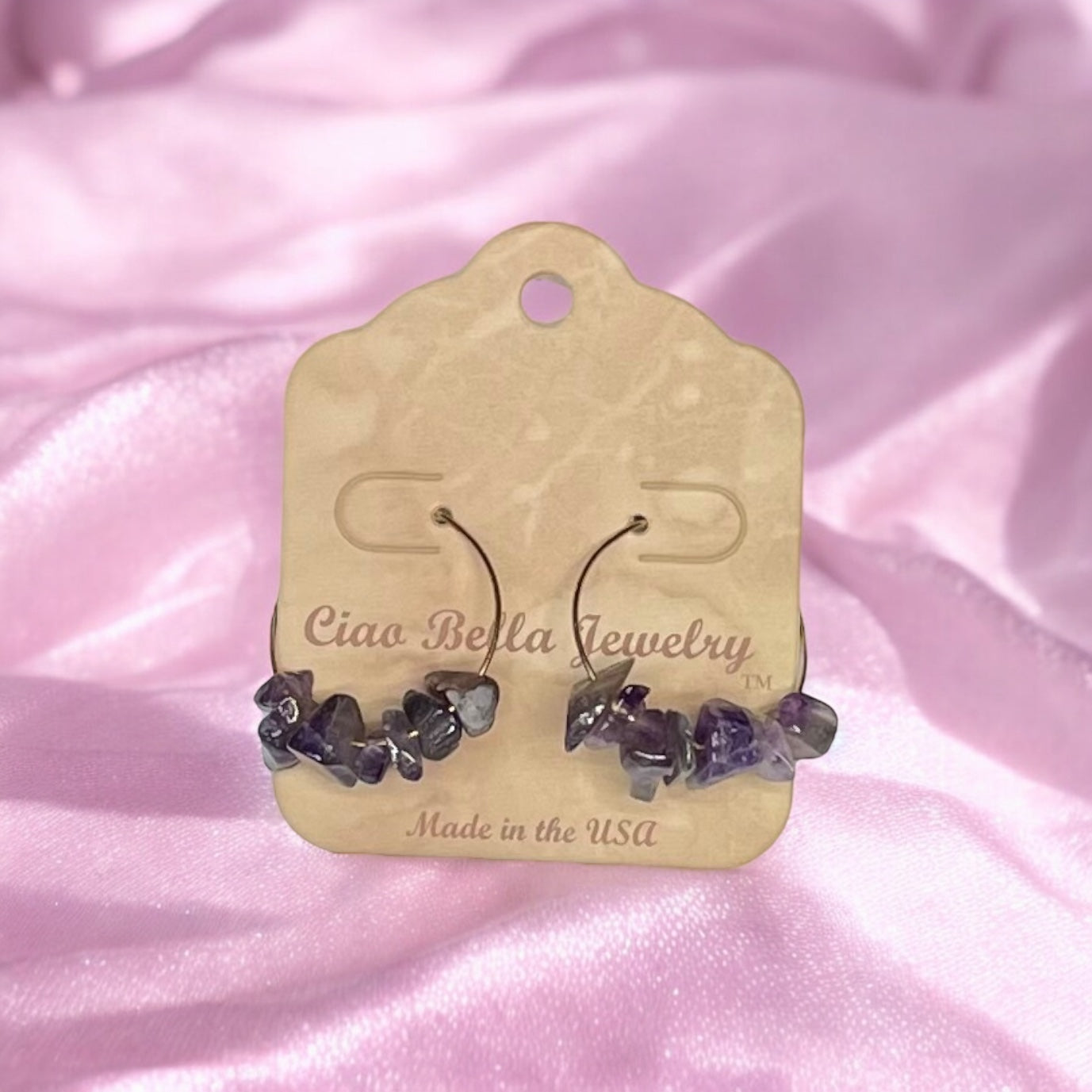 Golden Hoop Earrings with Gemstones