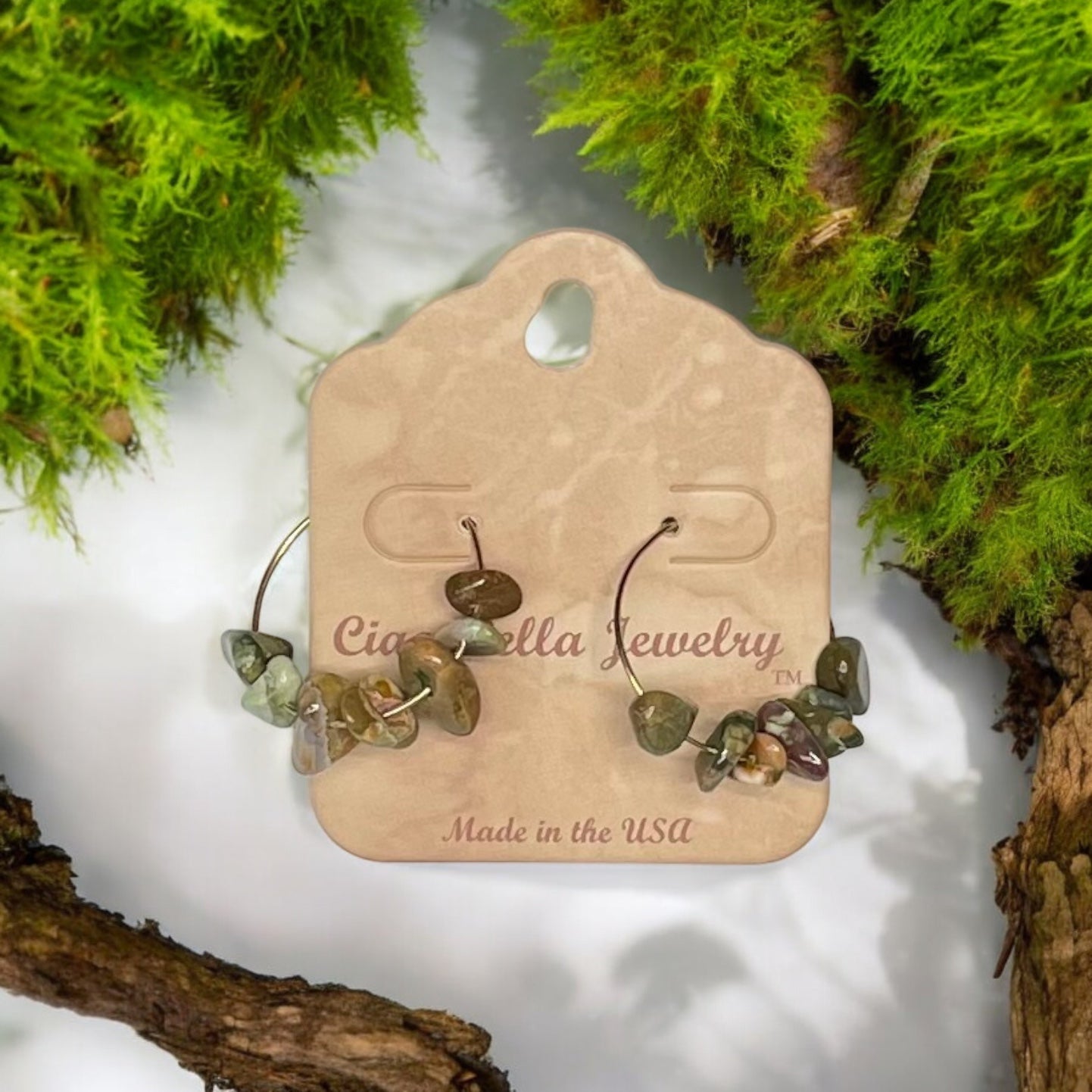 Golden Hoop Earrings with Gemstones