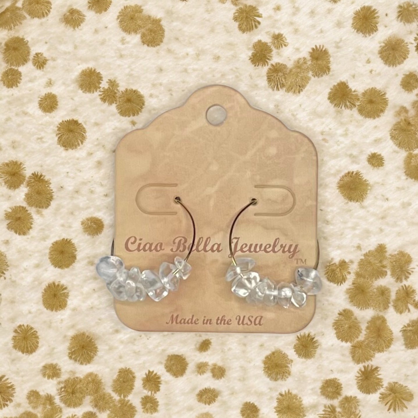 Golden Hoop Earrings with Gemstones