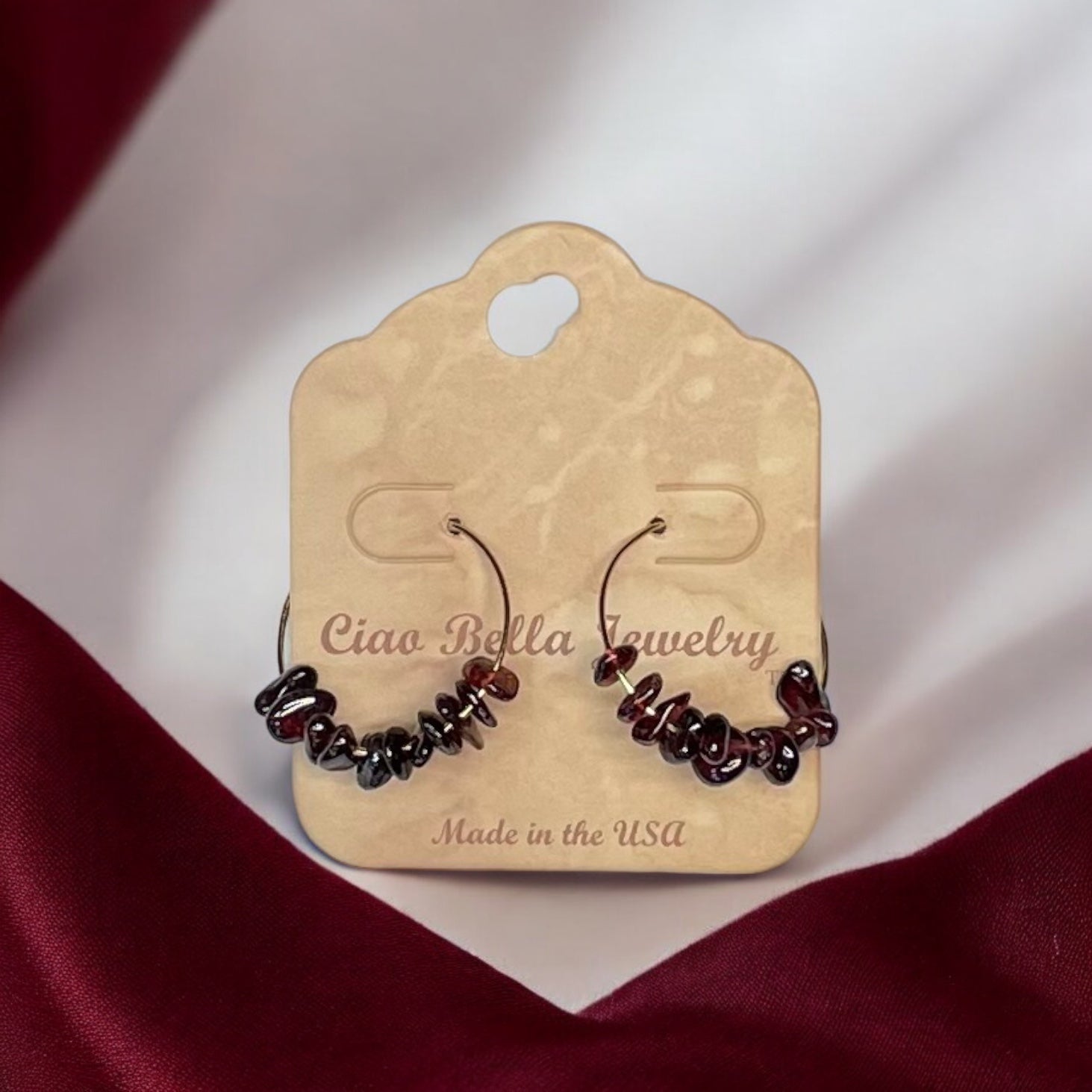 Golden Hoop Earrings with Gemstones