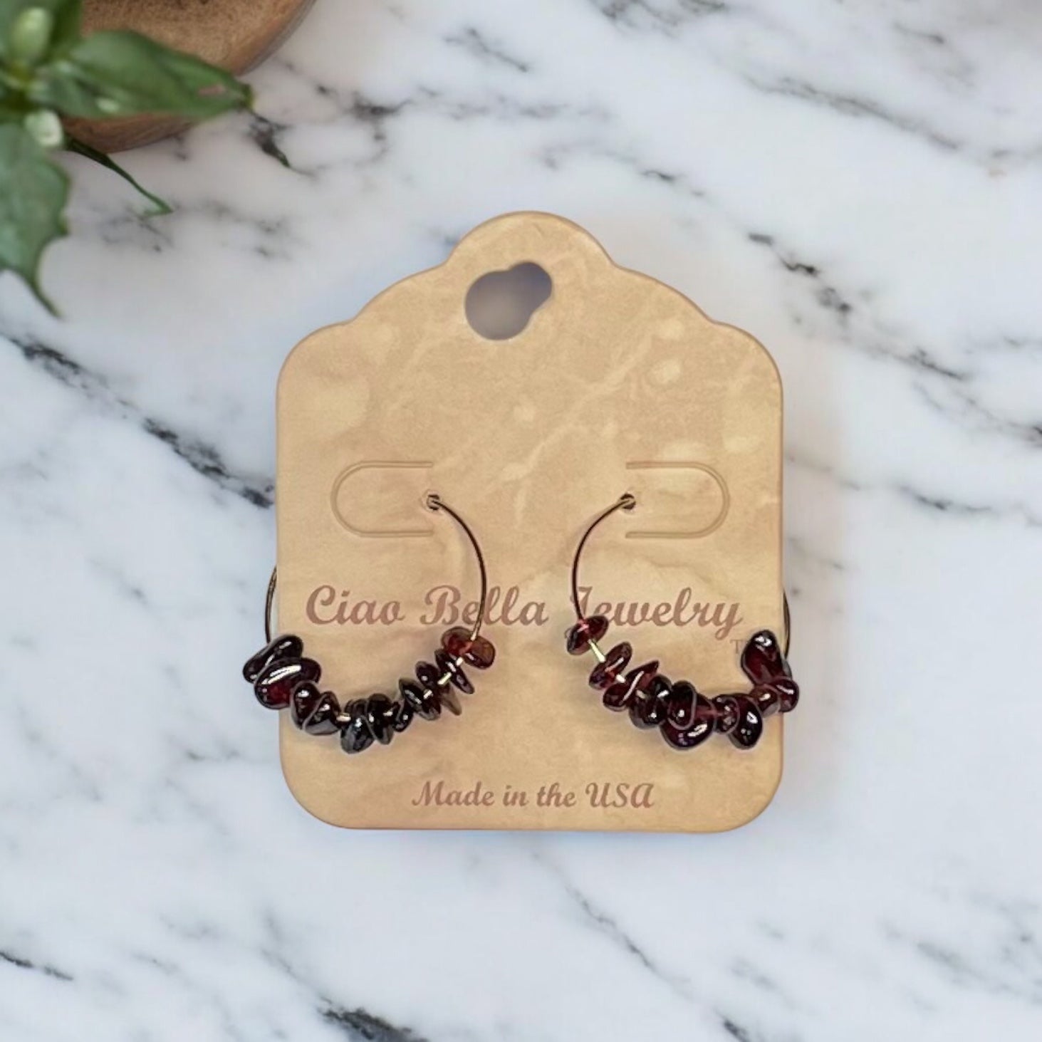 Golden Hoop Earrings with Gemstones