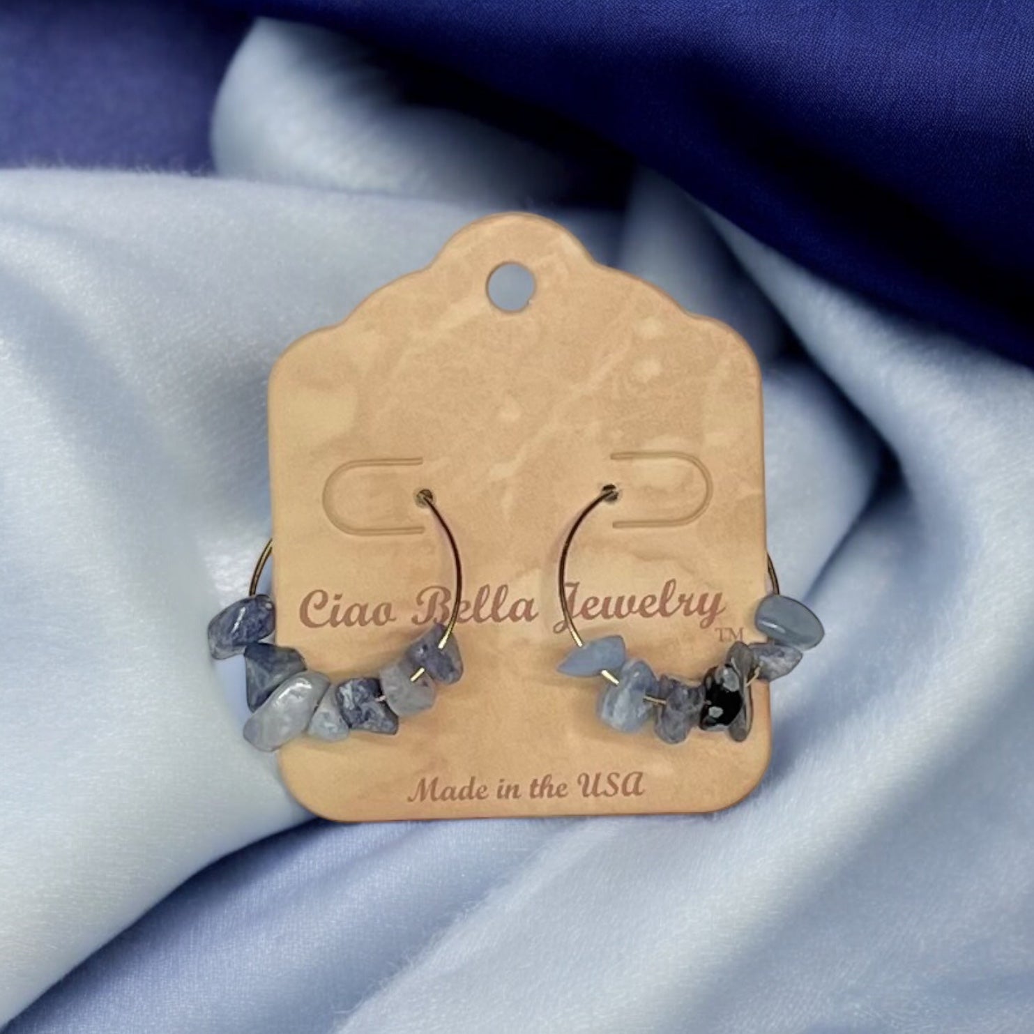 Golden Hoop Earrings with Gemstones