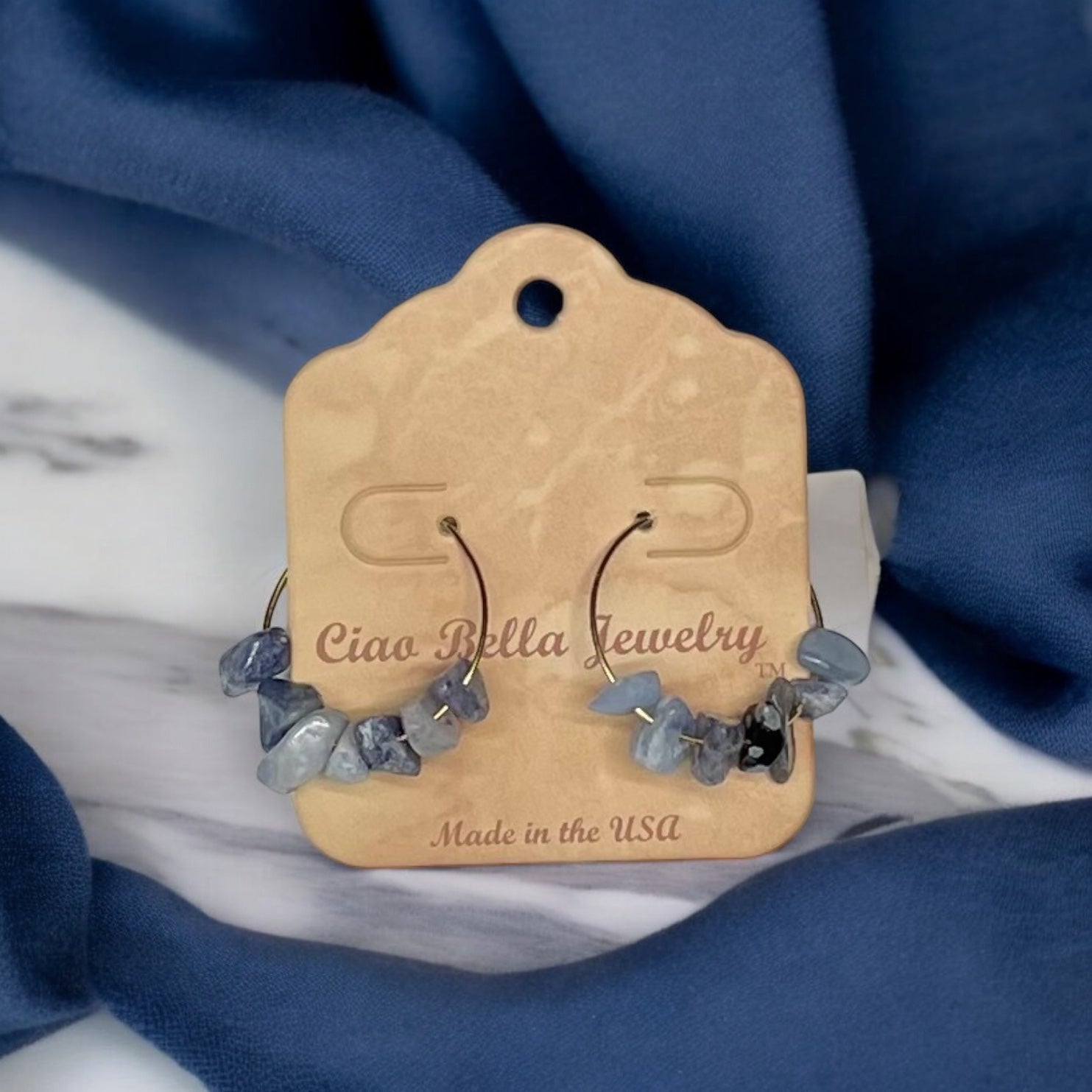 Golden Hoop Earrings with Gemstones