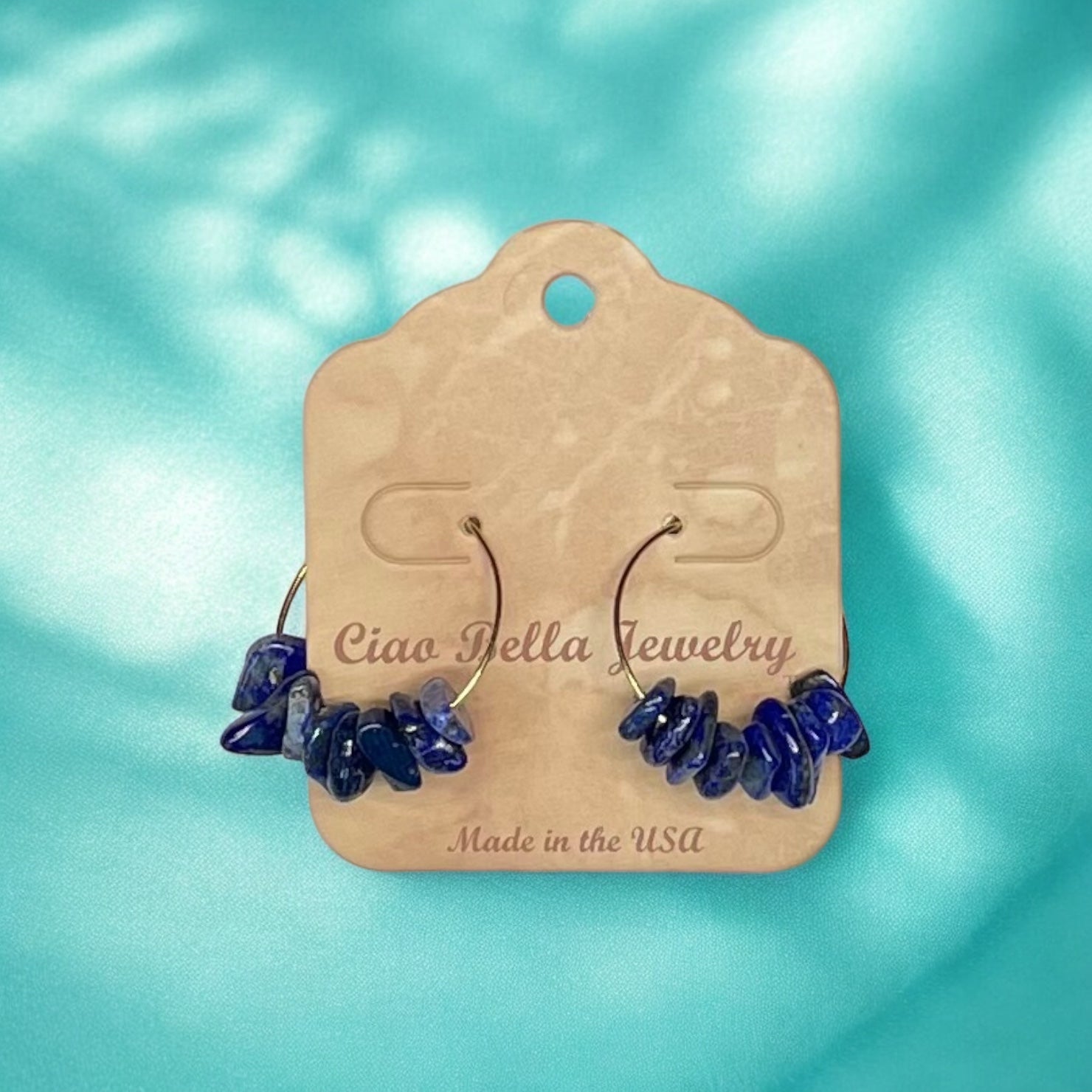 Golden Hoop Earrings with Gemstones