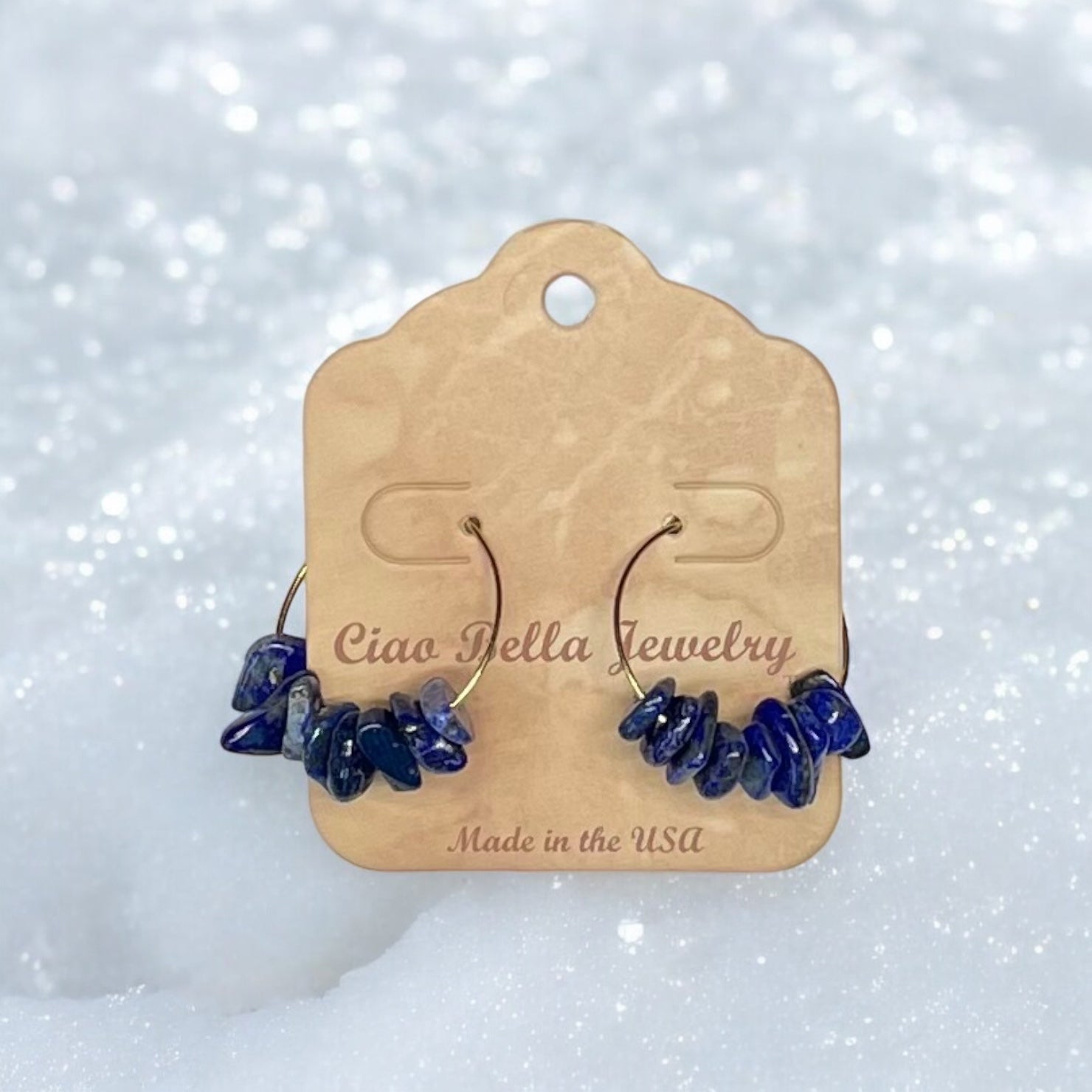 Golden Hoop Earrings with Gemstones