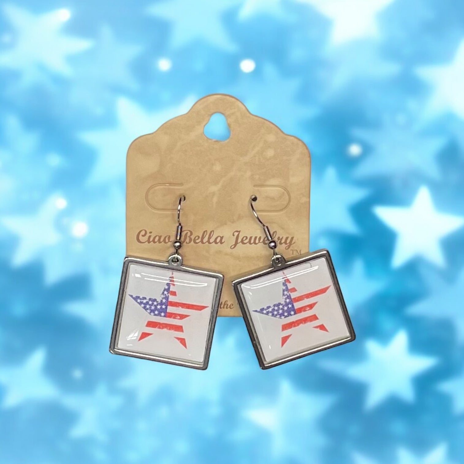 Patriotic Star Earrings | Stainless Steel | Handmade in USA