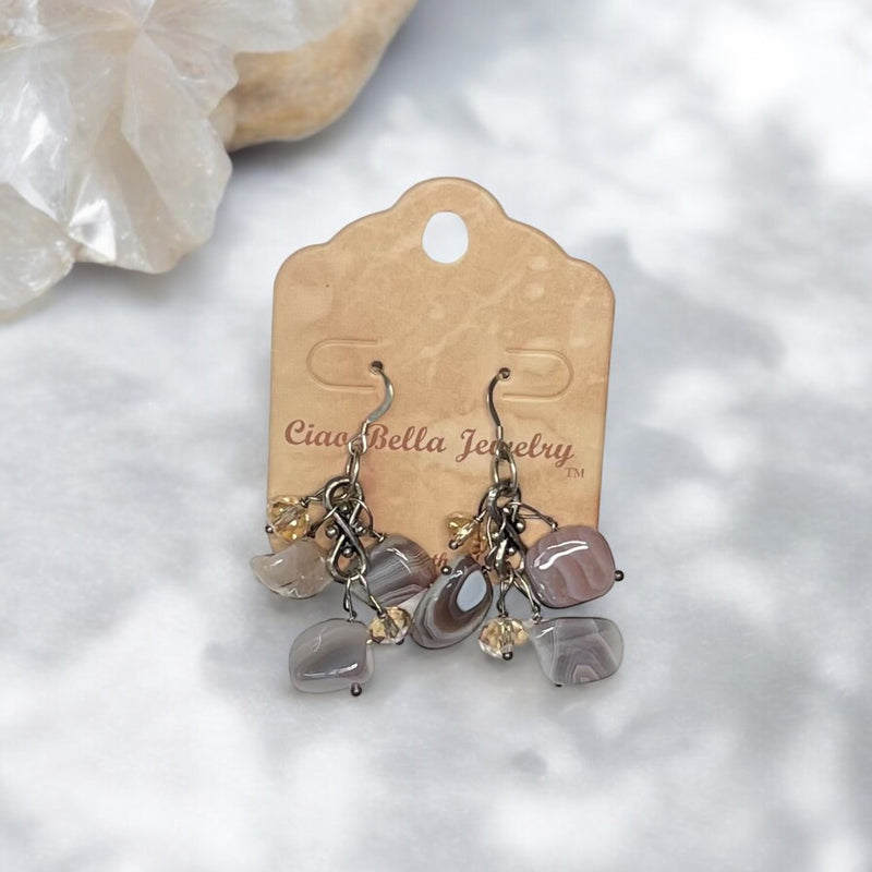 Handmade Gemstone Cluster Earrings, Dangle Earrings, Unique Jewelry Gifts