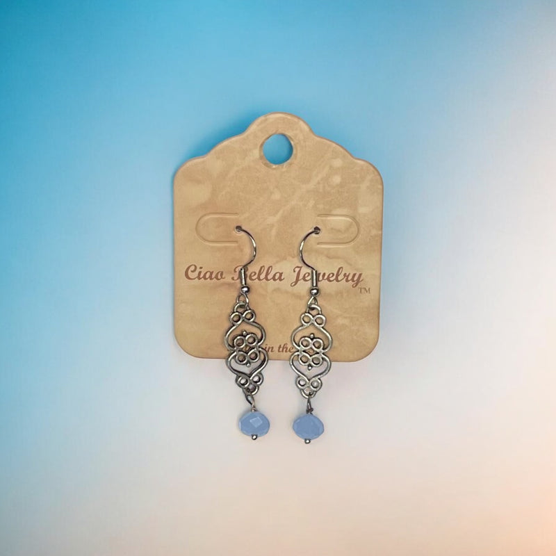 Filigree Dangle Earrings | Gemstone & Crystal Earrings | Stainless Steel | Unique Jewelry