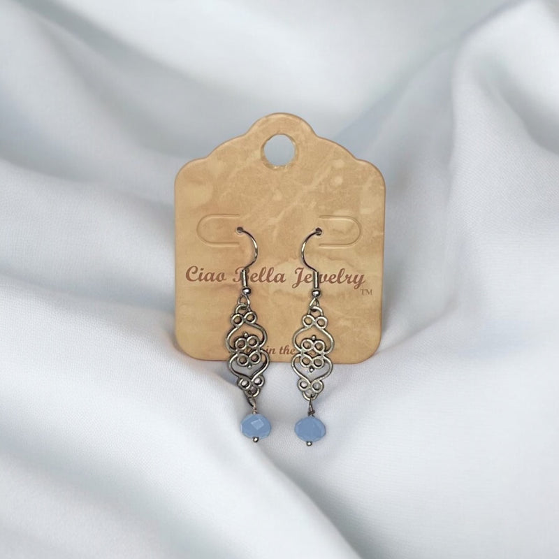 Filigree Dangle Earrings | Gemstone & Crystal Earrings | Stainless Steel | Unique Jewelry