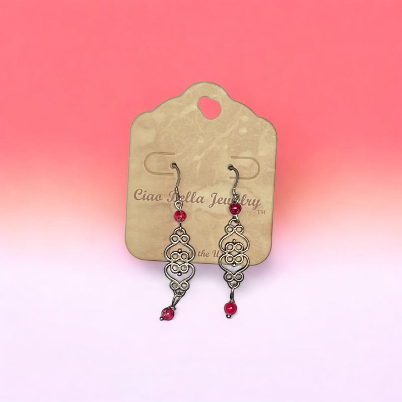 Filigree Dangle Earrings | Gemstone & Crystal Earrings | Stainless Steel | Unique Jewelry