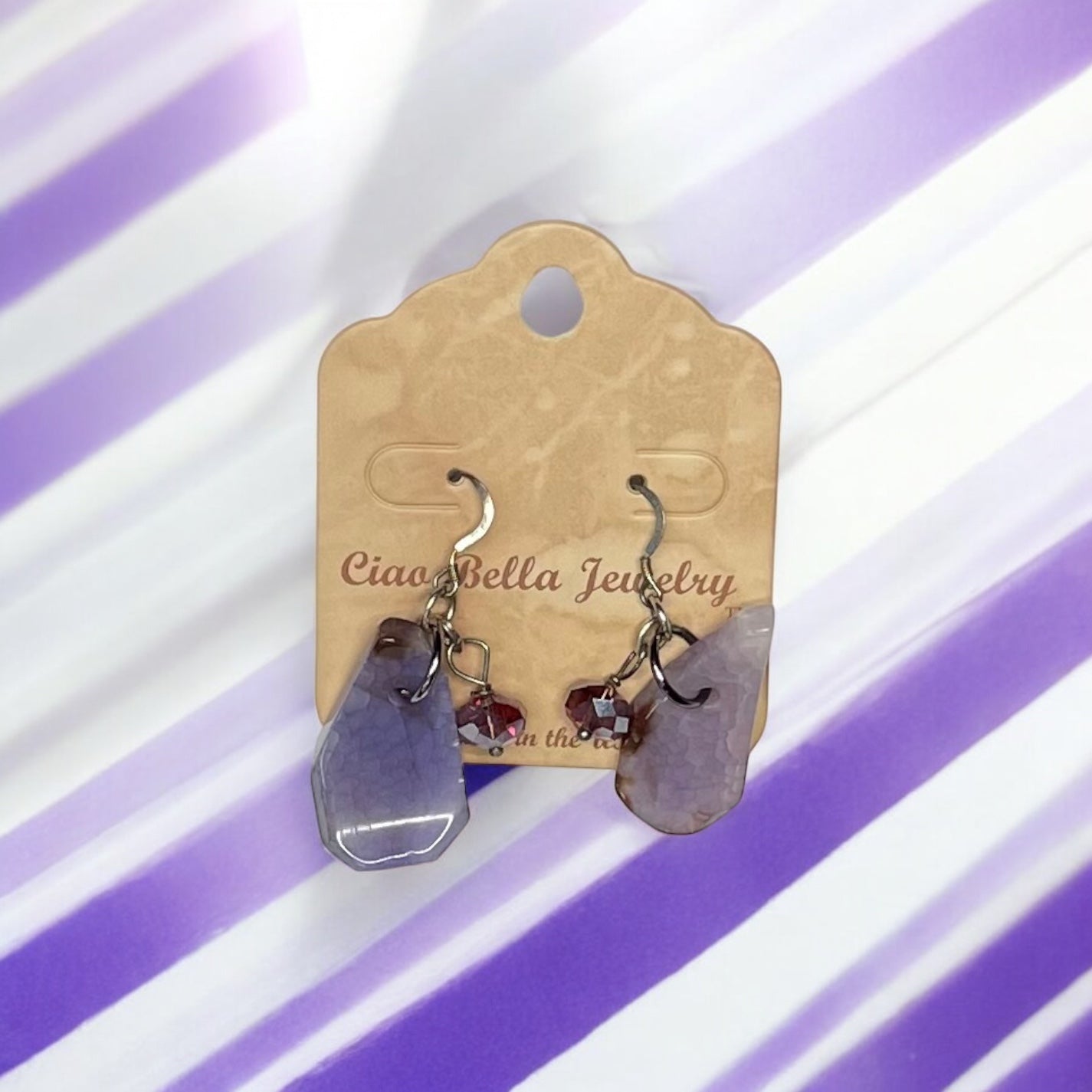 Amethyst Sea Glass Dangle Earrings, Purple Beach Glass Earrings, Sterling Silver Earrings
