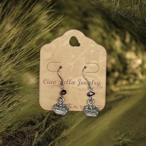 Novelty Army Tank Earrings