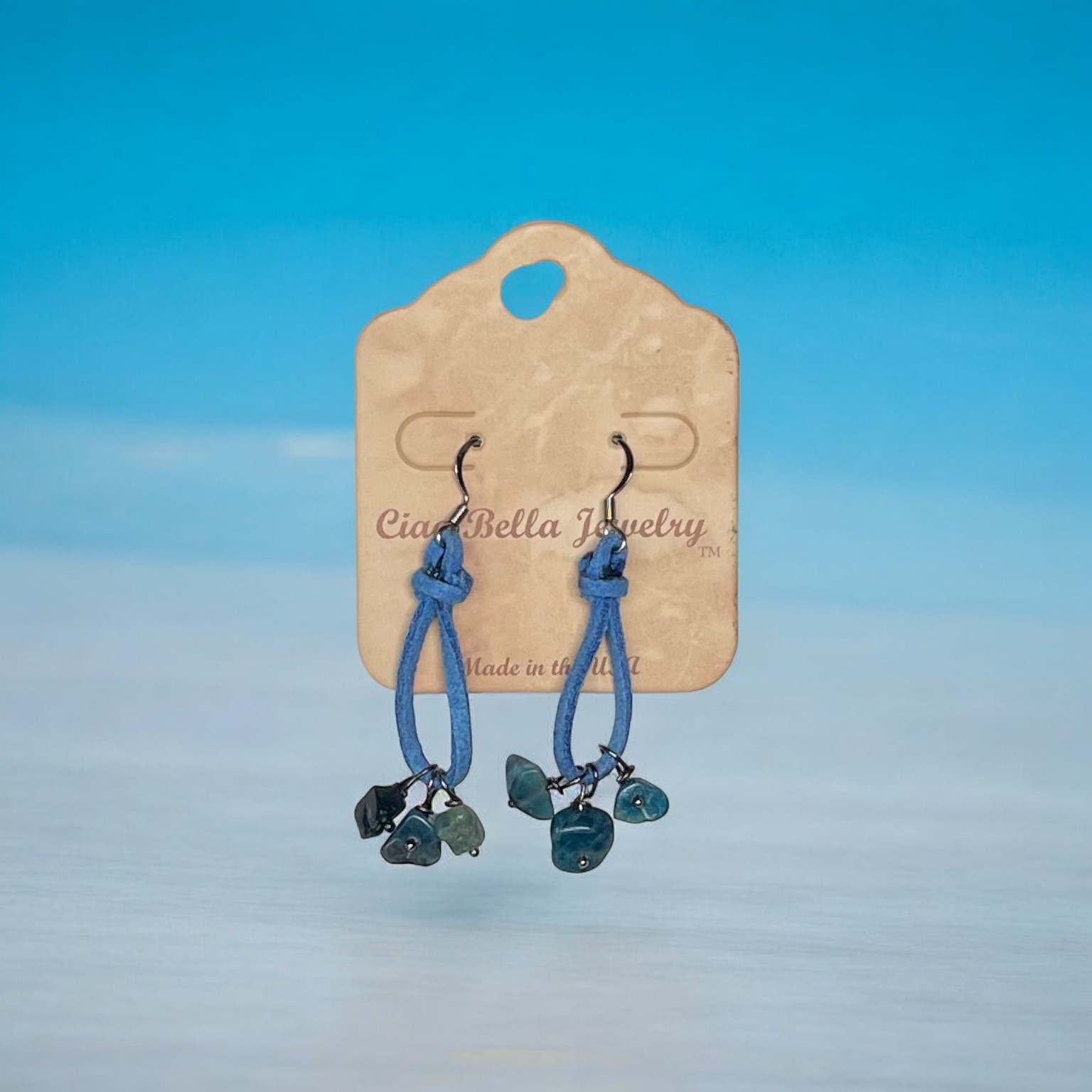 Bohemian Teardrop  Earrings with Stones and Suede by Michelle Marie Boutique