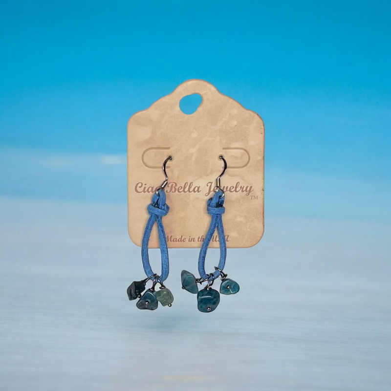 Bohemian Teardrop  Earrings with Stones and Suede by Michelle Marie Boutique