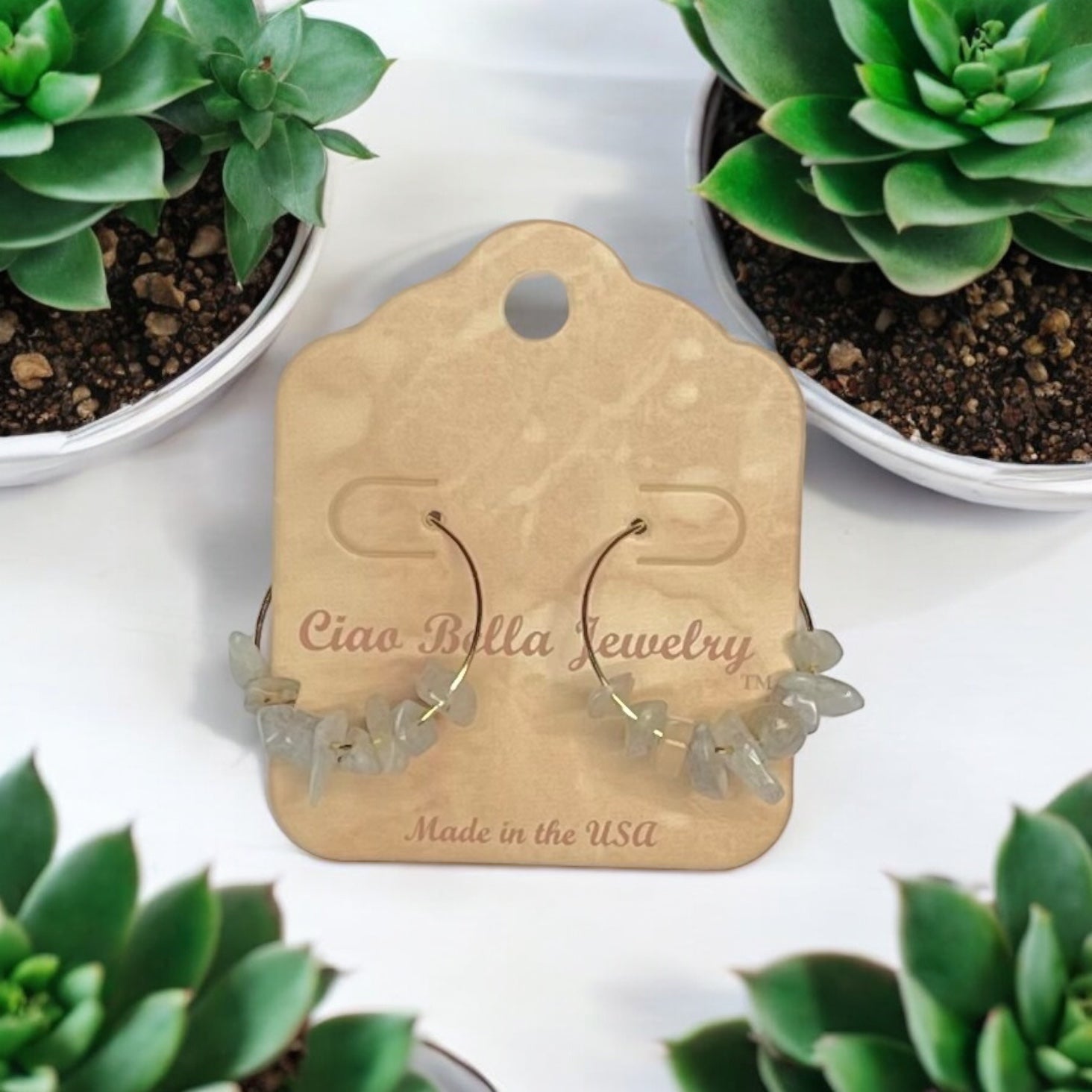 Golden Hoop Earrings with Gemstones