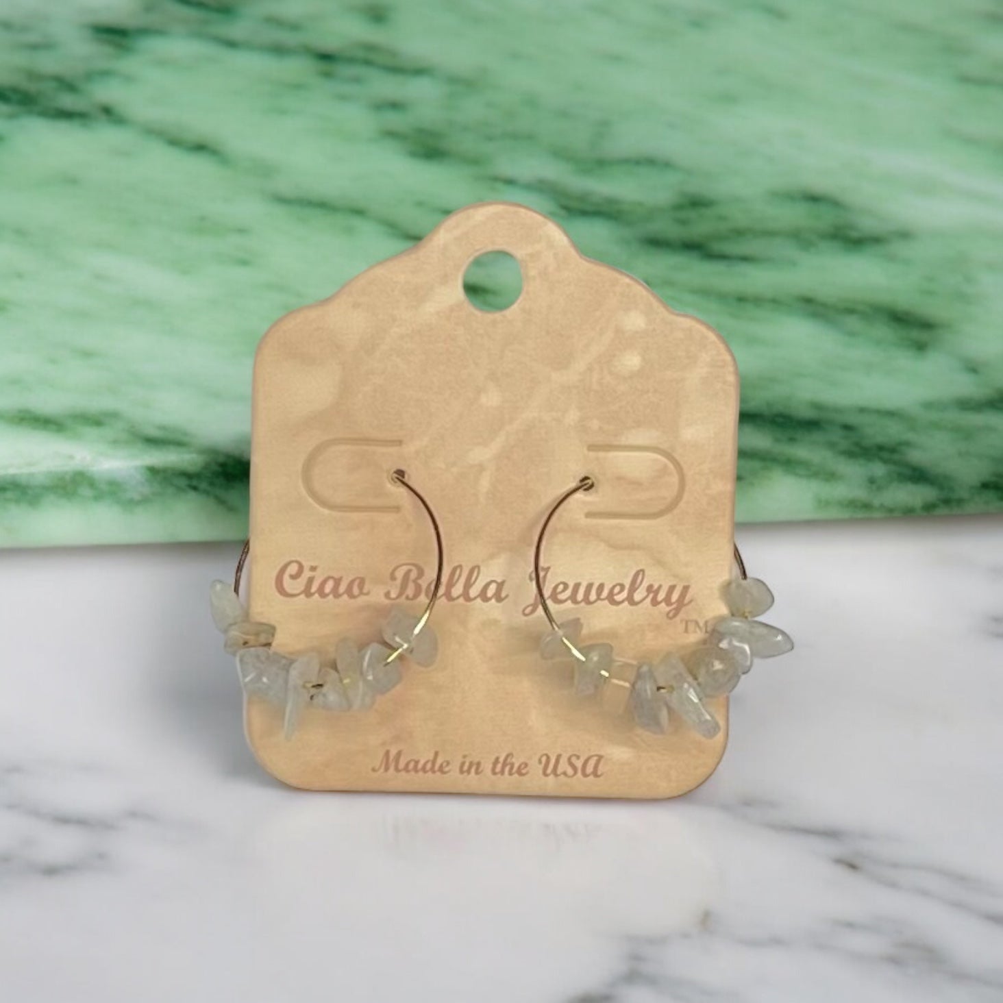 Golden Hoop Earrings with Gemstones