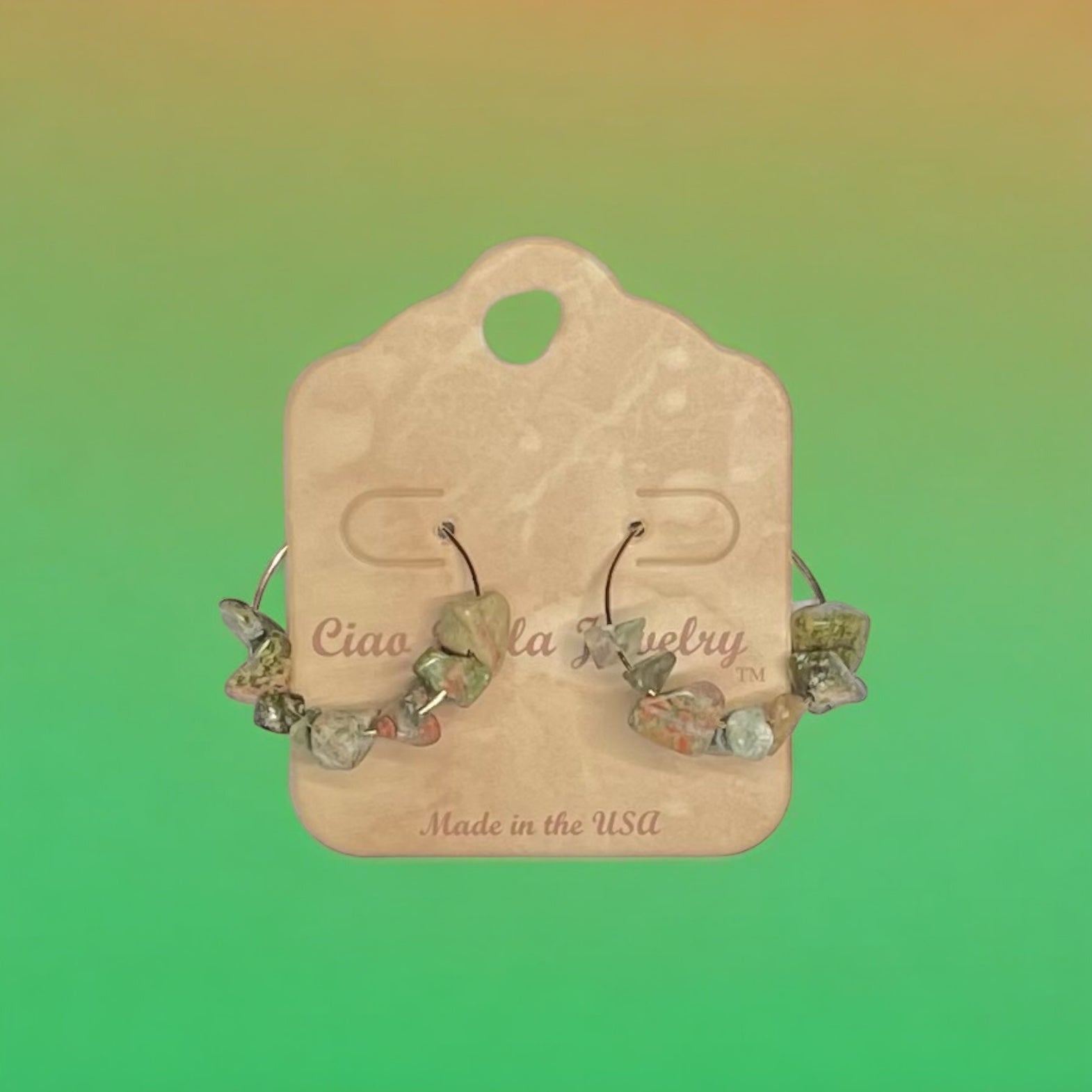 Golden Hoop Earrings with Gemstones