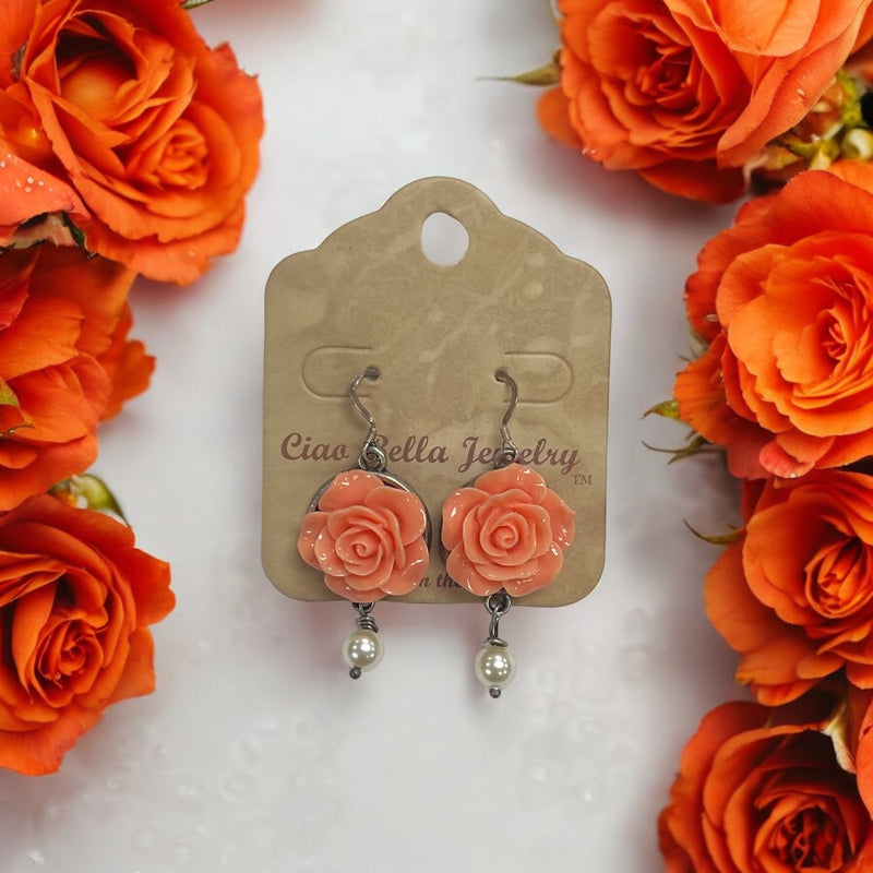 Rose Flower Earrings | Victorian Romantic Floral Jewelry | Assorted Colors