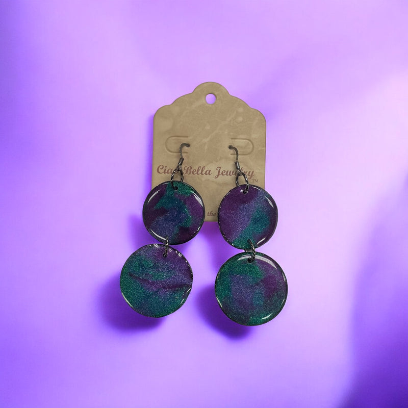 Resin Vinyl Double Drop Earrings - Unique & Playful | Trendy Statement Earrings