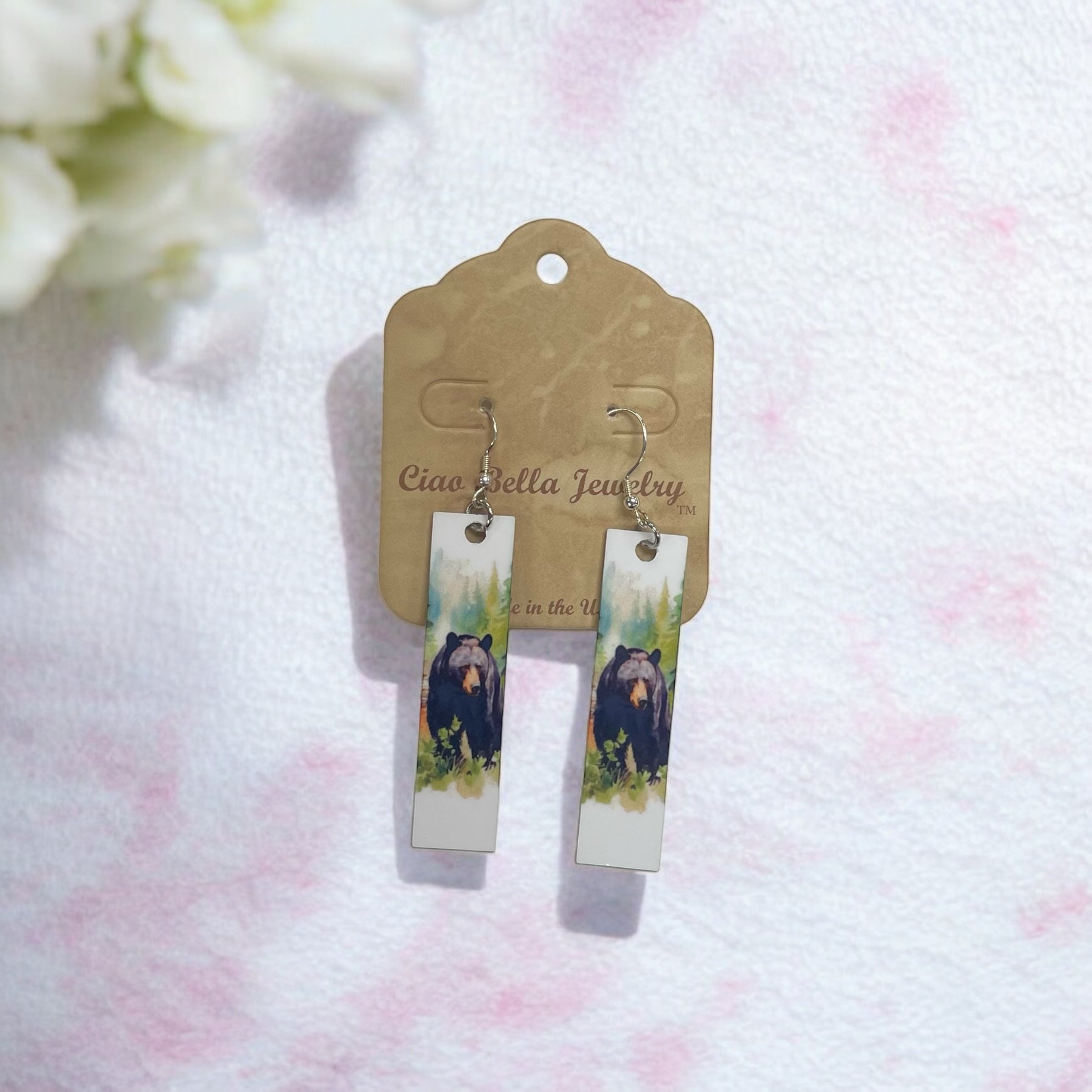 Abstract Art Earrings | Rectangle Dangle Earrings | Sterling Silver Hooks | Unique Jewelry