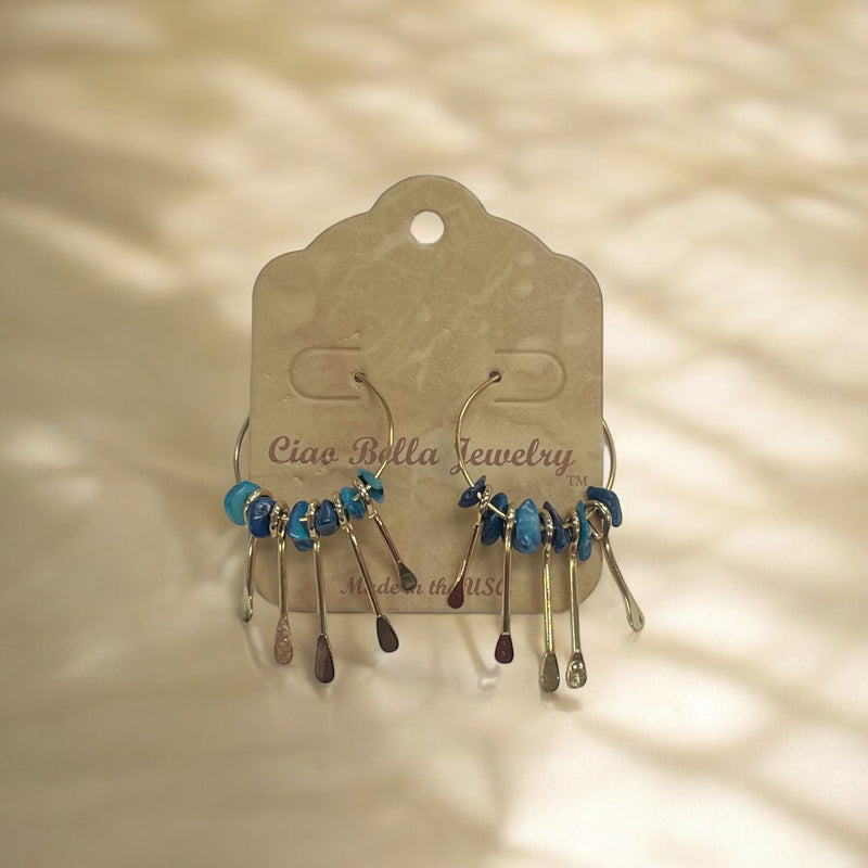 Gemstone Hoop Paddle Earring