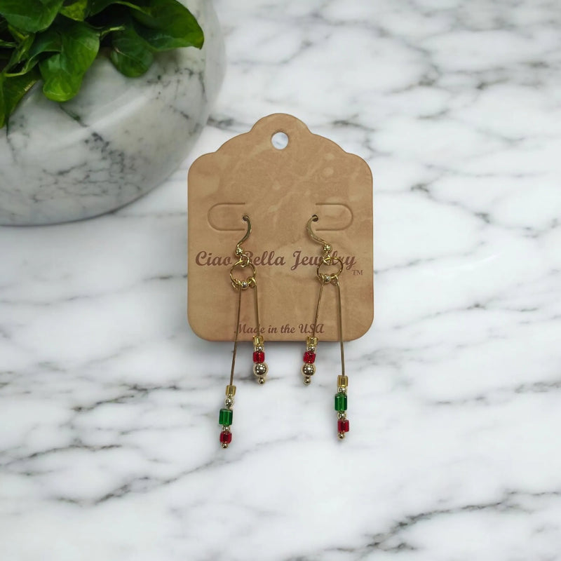 Handmade Bar Drop Beaded Earrings