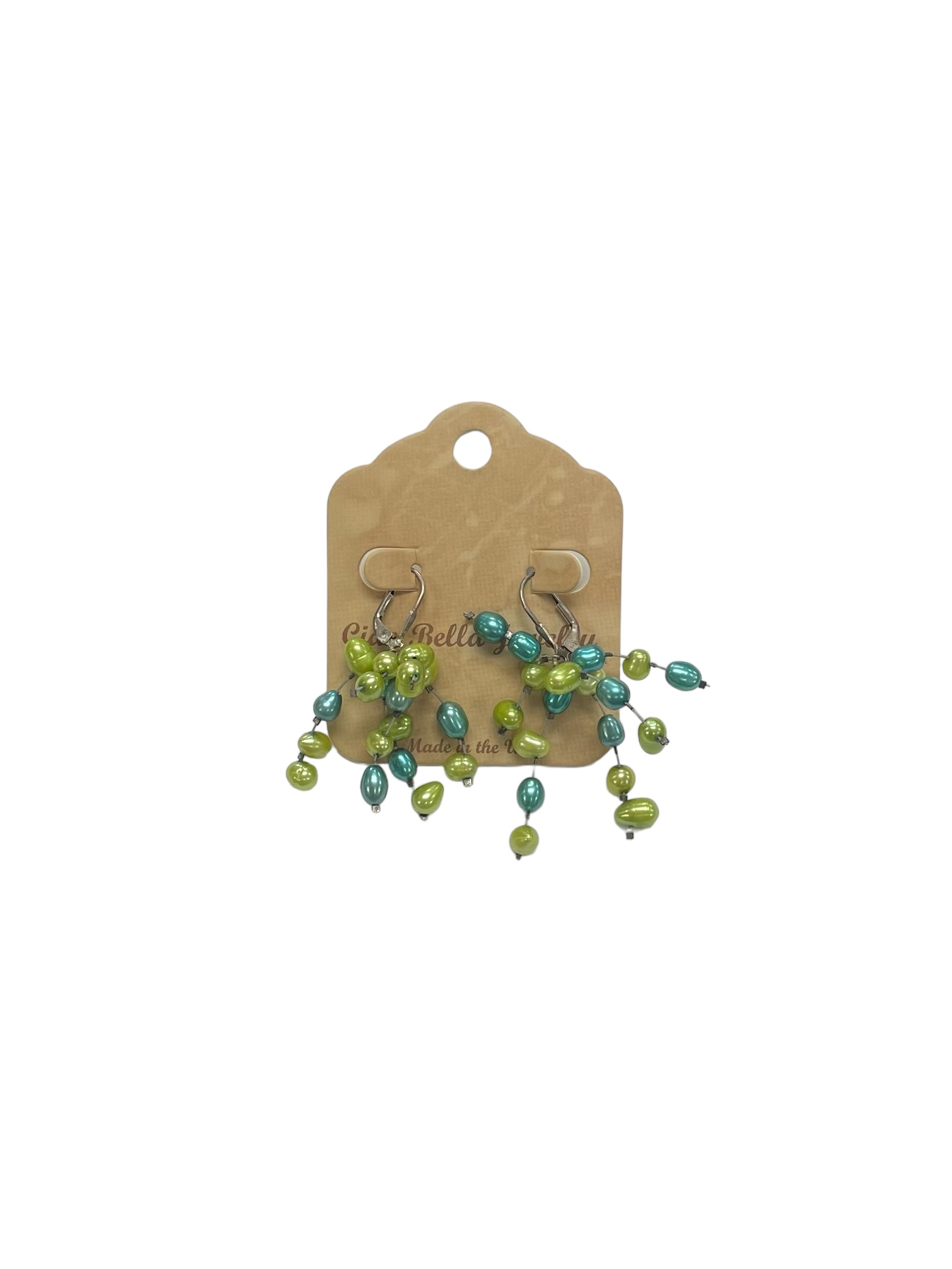 Lime Green & Turquoise Bead Firework Earrings