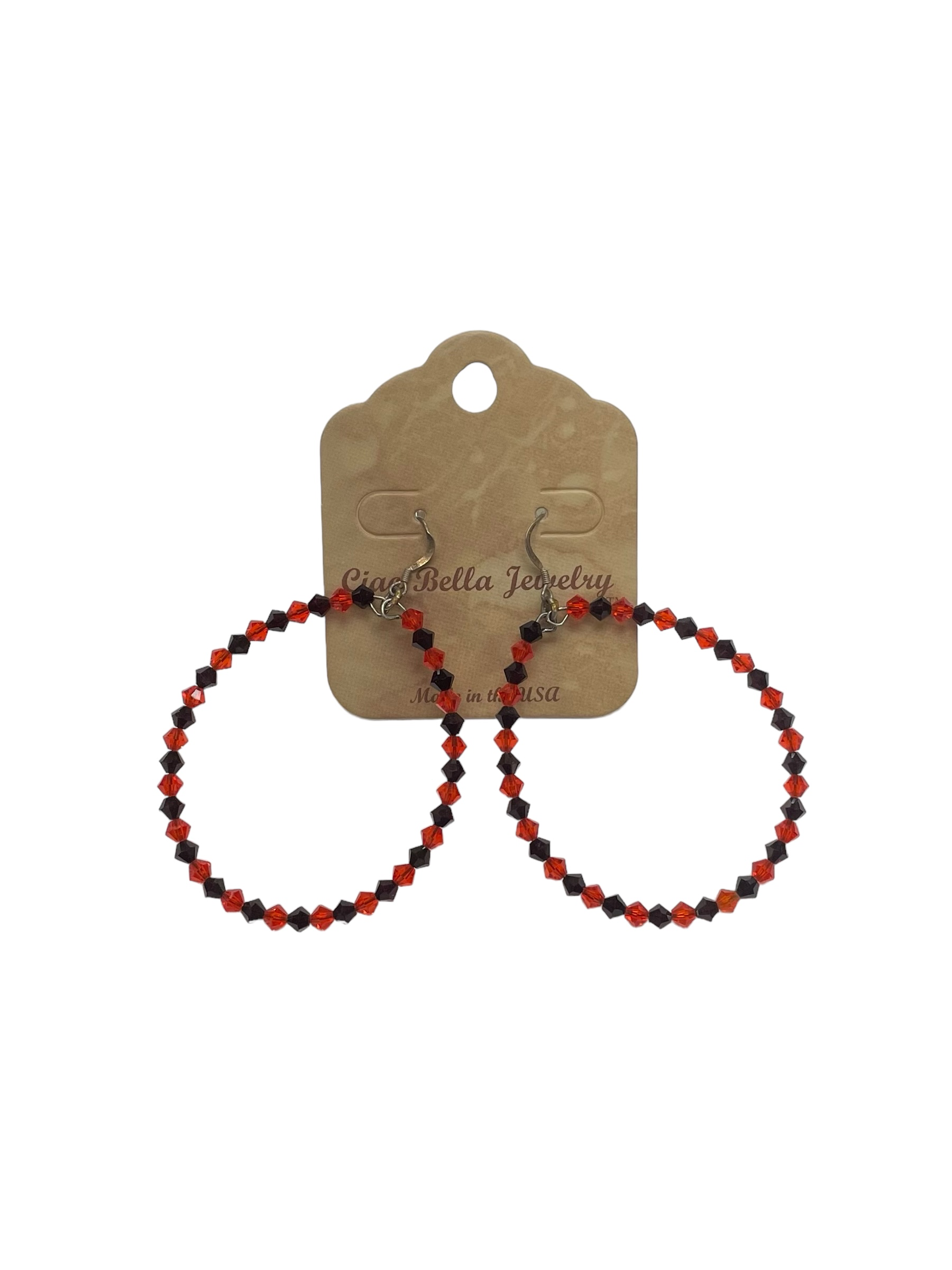 Austrian Crystal Hoop Earrings | Light Siam & Jet
