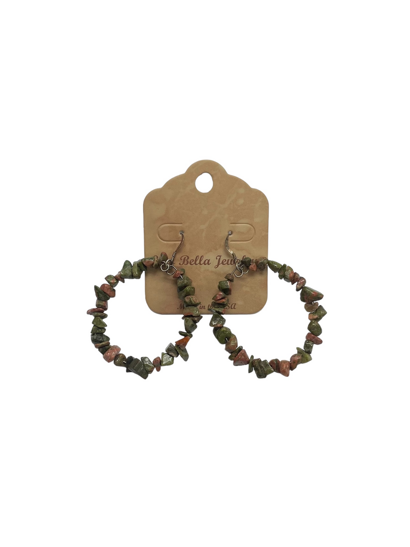 Gemstone Hoop Earrings with Silver Hardware