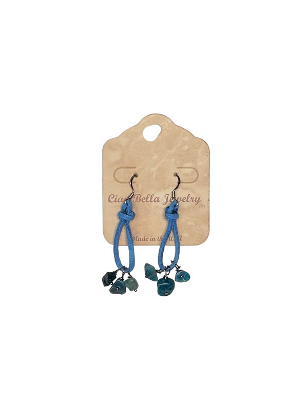 Bohemian Teardrop  Earrings with Stones and Suede by Michelle Marie Boutique