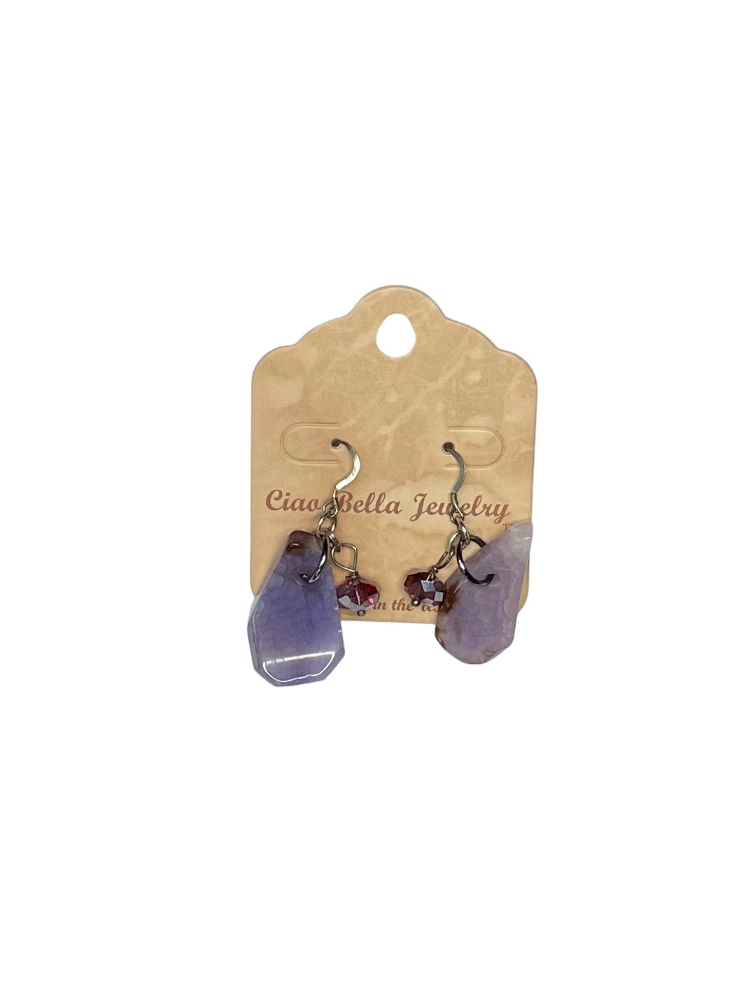 Amethyst Sea Glass Dangle Earrings, Purple Beach Glass Earrings, Sterling Silver Earrings