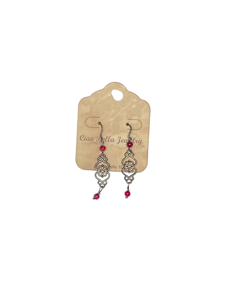 Filigree Dangle Earrings | Gemstone & Crystal Earrings | Stainless Steel | Unique Jewelry