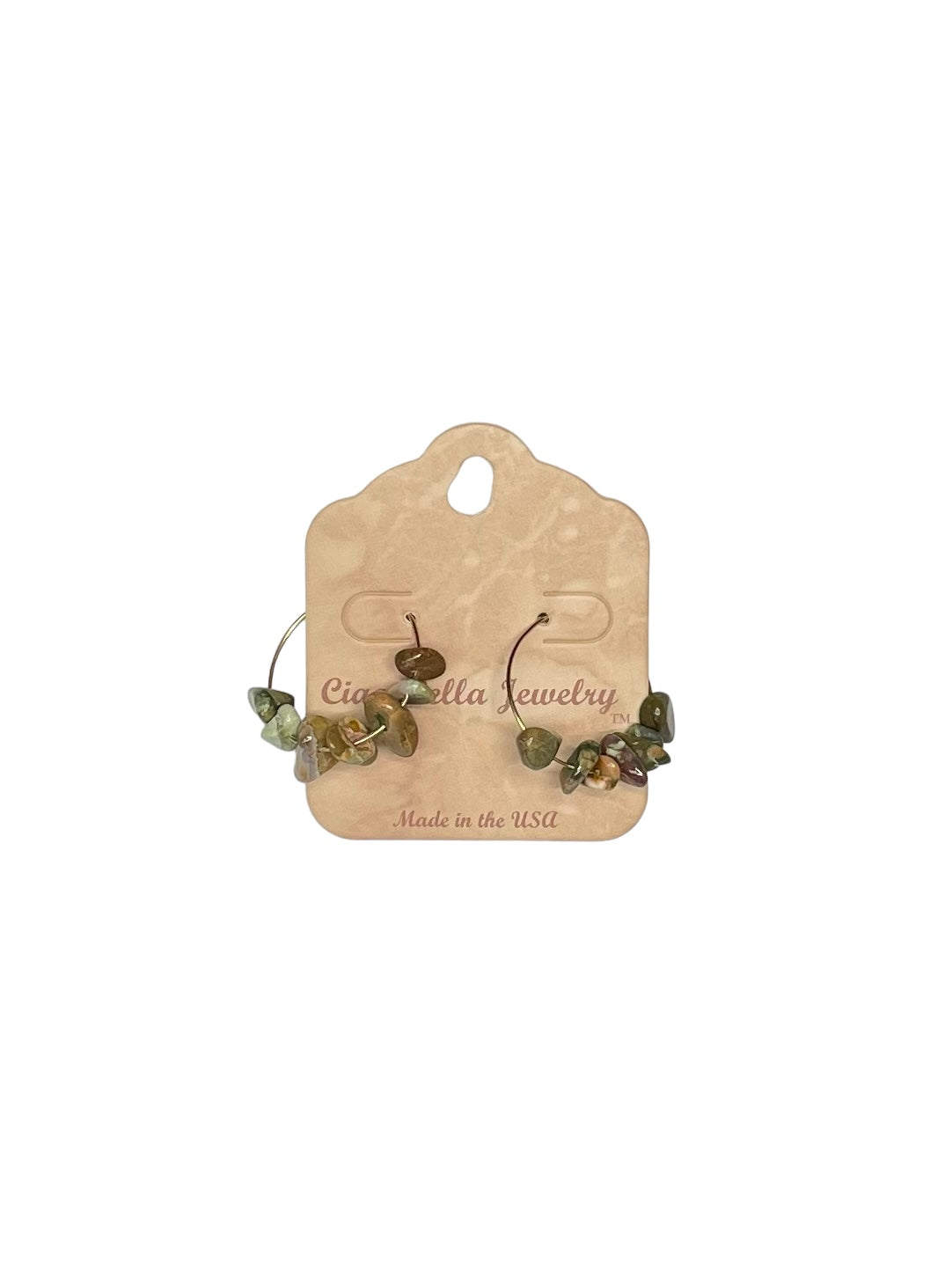 Golden Hoop Earrings with Gemstones