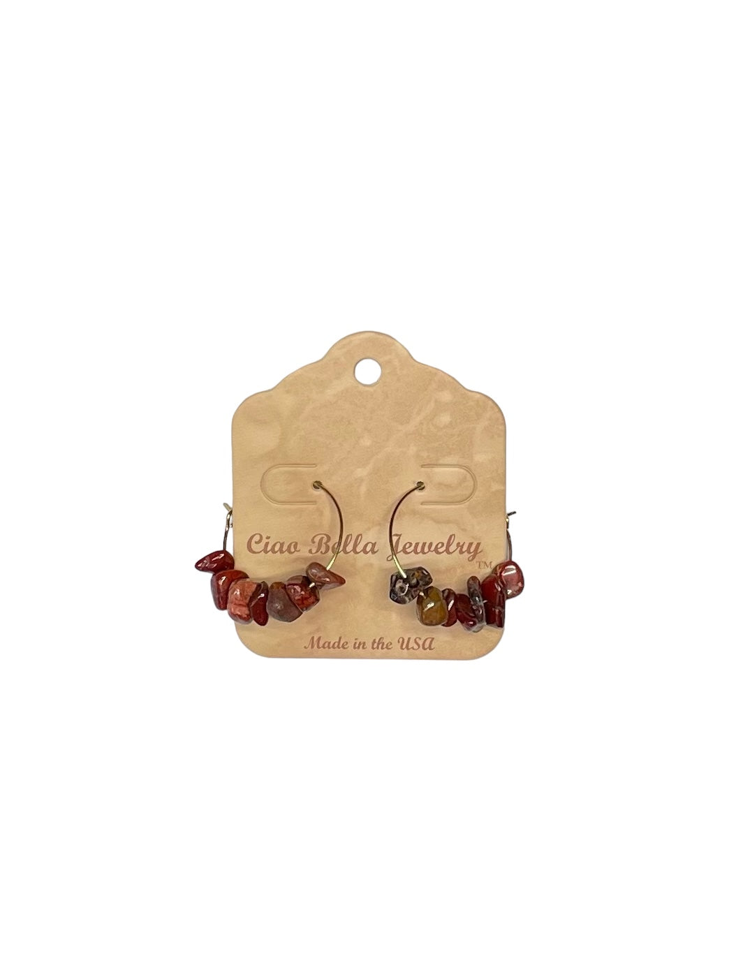 Golden Hoop Earrings with Gemstones