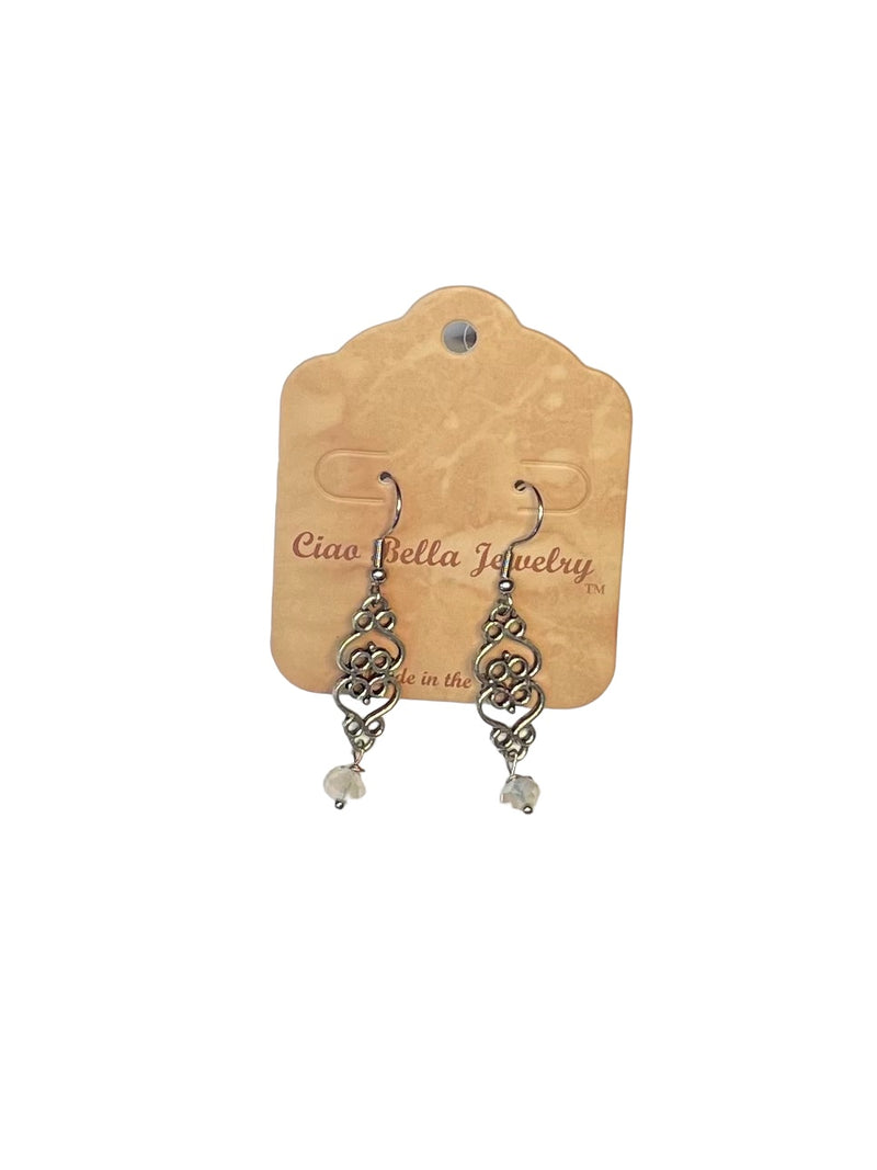 Filigree Dangle Earrings | Gemstone & Crystal Earrings | Stainless Steel | Unique Jewelry