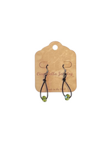 Teardrop Leather Earrings with Light Green Crystal