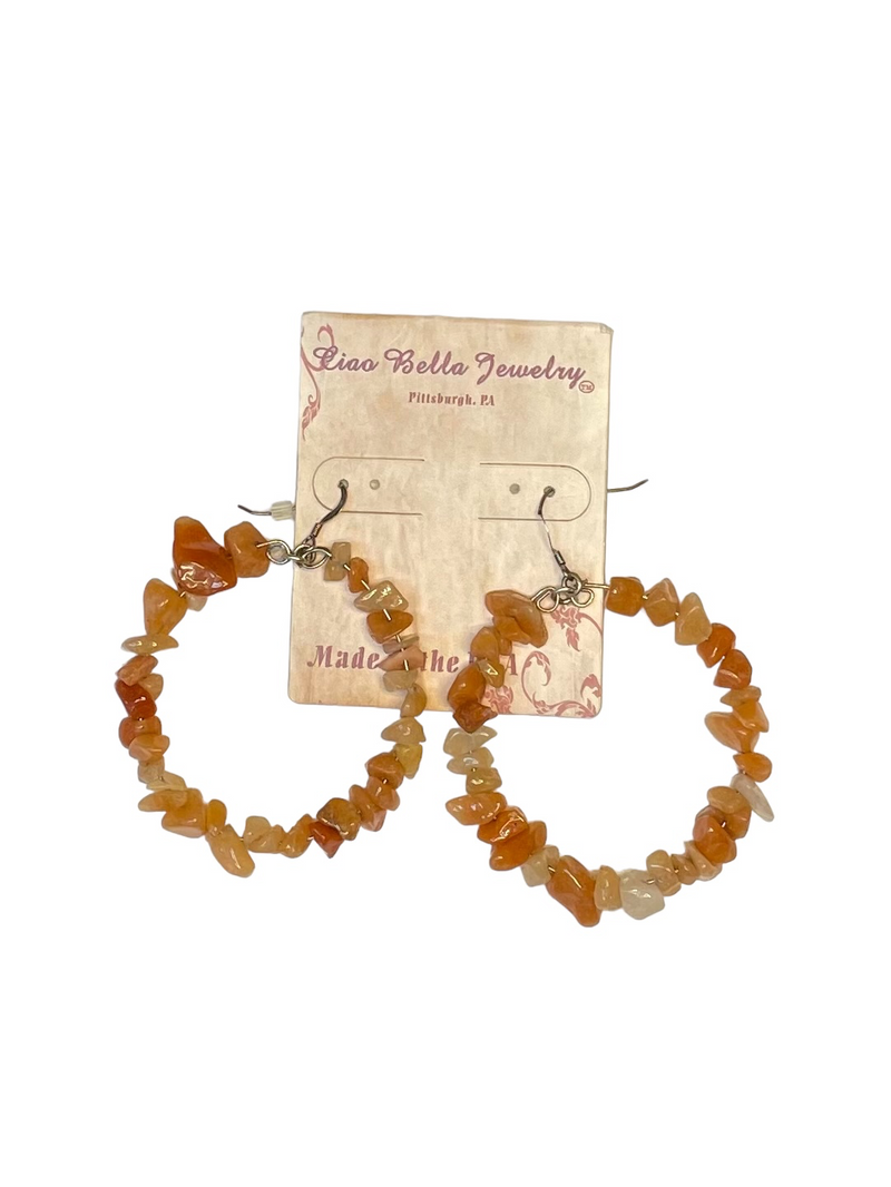 Gemstone Hoop Earrings with Silver Hardware