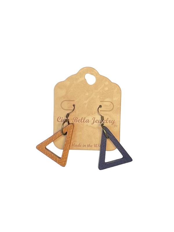 Bold & Geometric: Double Triangle Earrings in Black, Orange, Tan, Red & Mismatched